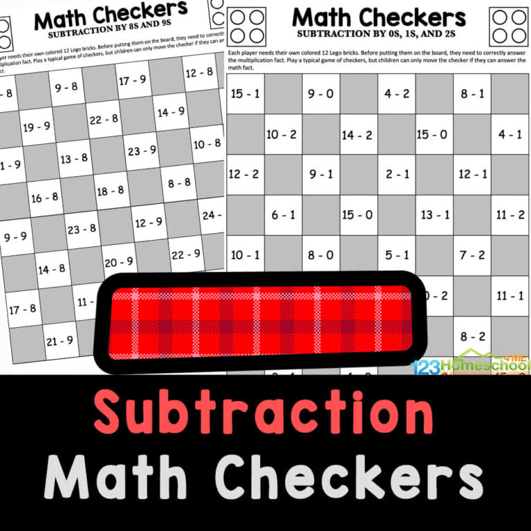 Print Subtraction Checkers! Kids will beg to practice math with this FREE Subtraction Math Game perfect for K-3rd graders.