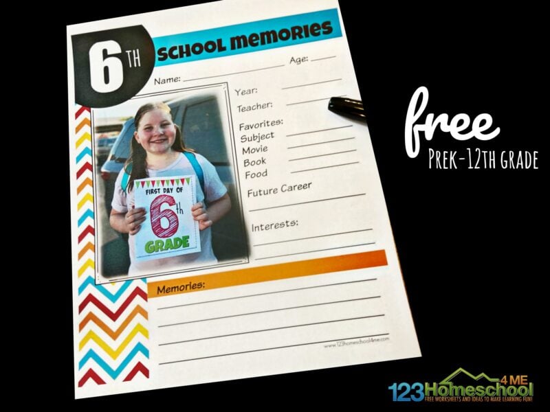 school memory printables