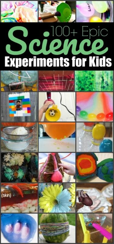 Over 100 EPIC Science Experiments for Kids from kindergarten, first grade, 2nd grade, 3rd grade, 4th grade, 5th grade, and 6th grade students! Lots of ideas for physics, chemistray, earth science, astronomy, and biology for kids.