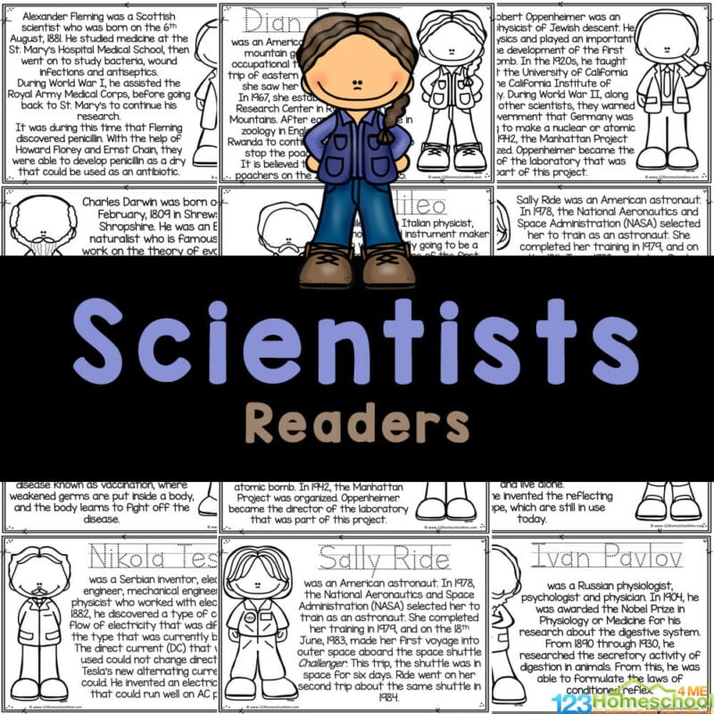 Learn about famous scientists and their inventions for kids with free printable readers about Einstein, Galileo, Newton, and others.