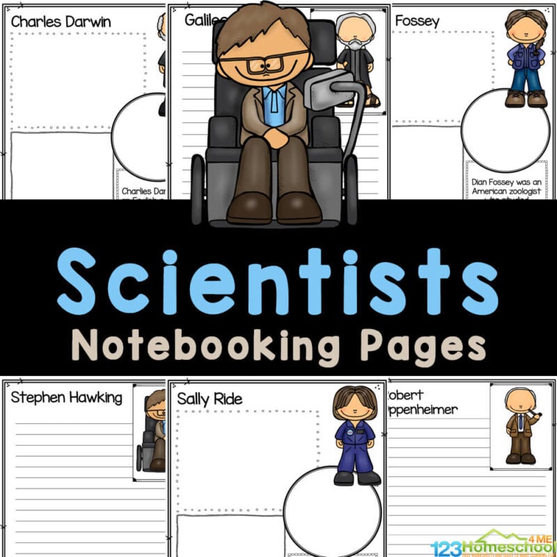 Take your learn about famous scientists for kids to the next level with these free printable science notebooking pages.