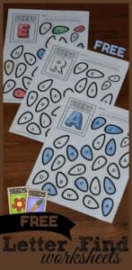 Free Seed letter find worksheets for kindergartners for spring or summer learning