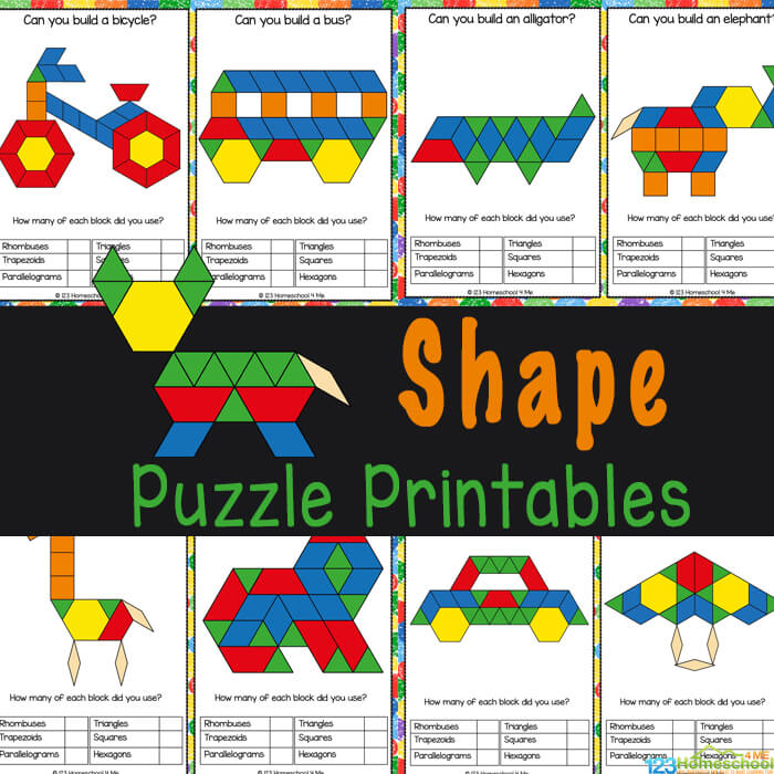FUN, hands-on shape activity for kids with pattern block printables! 20+ shape puzzle template cards to make with shape blocks.