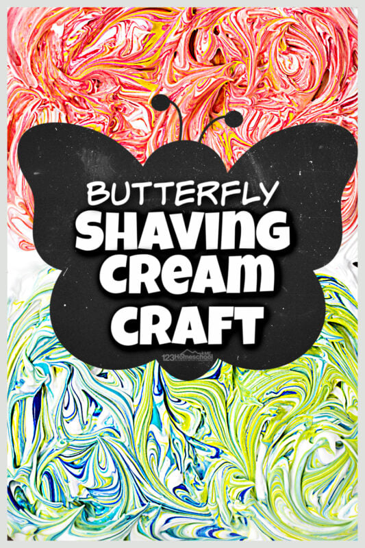 Pretty, fun-to-make butterfly craft with stunning shaving cream art project marbeling effect. Surprisingly SIMPLE summer crafts for kids!