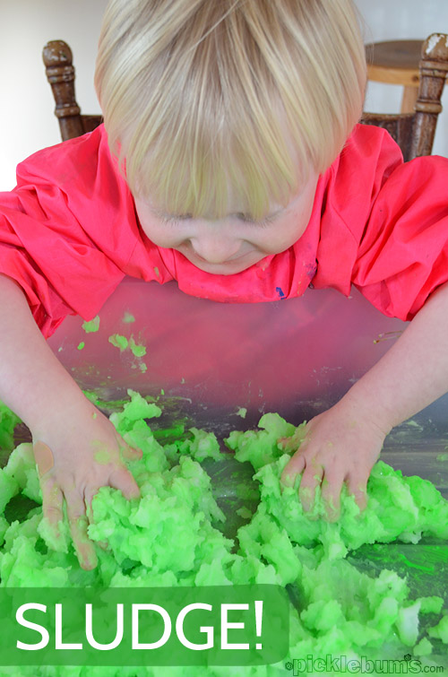 Sludge! - super sensory play with cooked cornstarch and water!