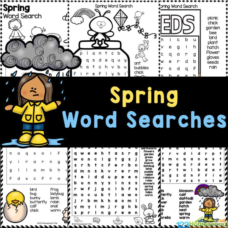 Grab these FREE printable spring word searches for a fun springtime activity with kids of all ages! Answer key included in pdf file!