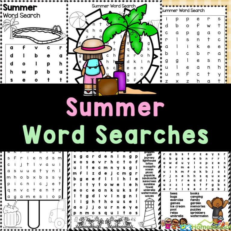 FREE Printable Summer Word Searches for Kids
