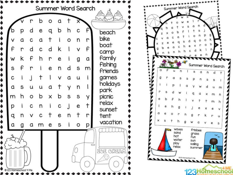 There are ten different word searches all of a variety of degrees. They start off easy, with words to be found in two directions. As you move through the word searches, they begin to get harder and harder. With the number and amount of words increasing, as well as the different ways in which the words can be hidden through the searches.