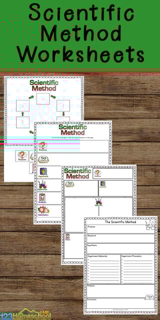 Teach kids to think like a scientist with these fun and free printable The Scientific Method Worksheets for kindergarten, first grade, 2nd grade, 3rd grade, 4th grade, 5th grade, and 6th grade students.
