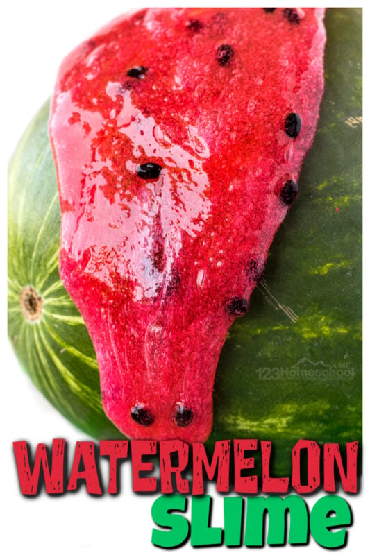 Nothing says summer like a big, juicy watermelon! This watermelon slime is an delightful summer activity for kids! Whether you are planning watermelon activities for a watermelon theme, National Watermelon Day on August 3rd, along with The Watermelon Seed book, or just as really fun slime recipe for kids. These waterelon activities for preschoolers, toddlers, kindergarnters, grade 1, and grade 2 students is sure to be a hit!