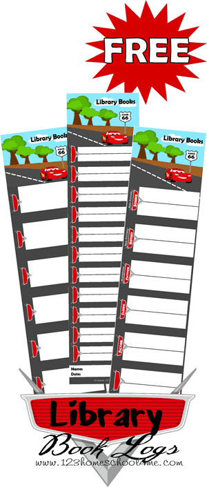 FREE Cars Library Book Logs