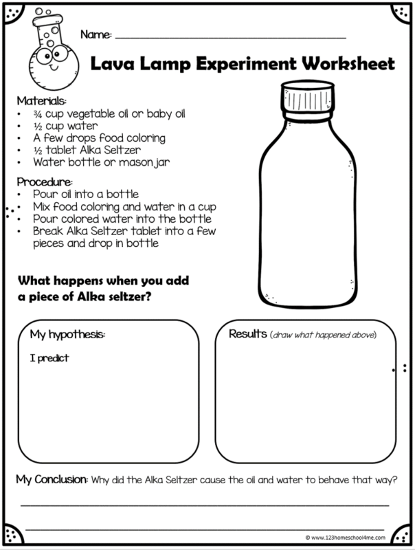 lava lamp experment worksheet